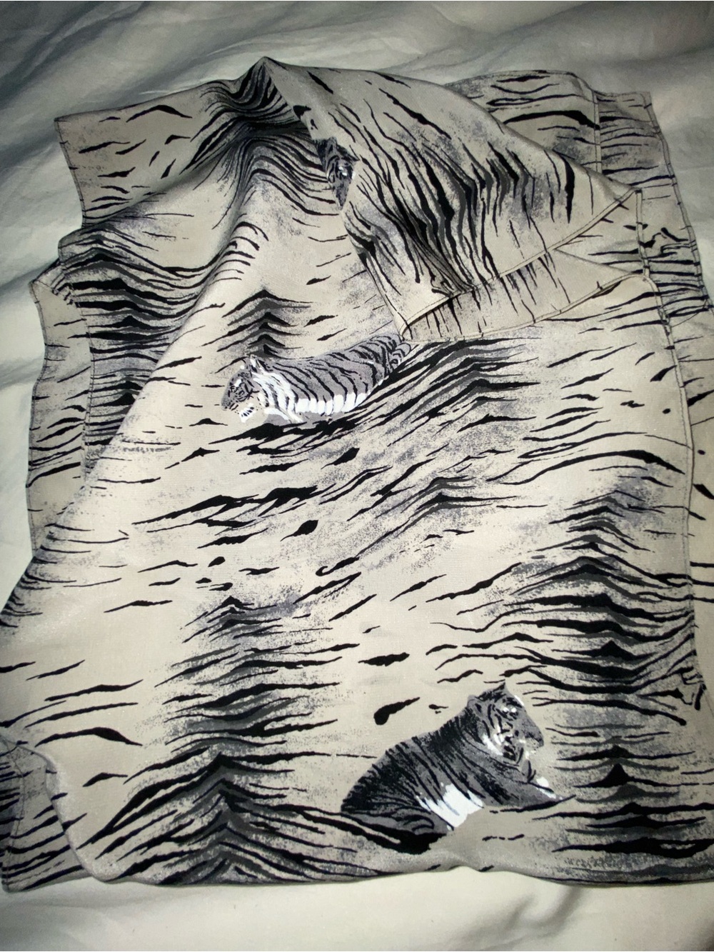 Beige and Black Tiger-Print Women's Scarf